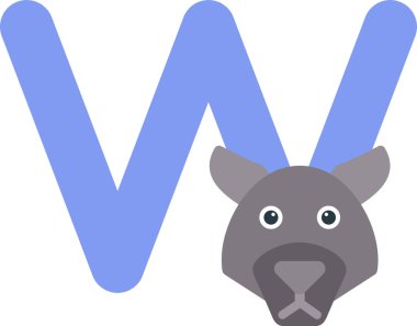 Alfabe için basit vektör başkenti W harfi ve kurt