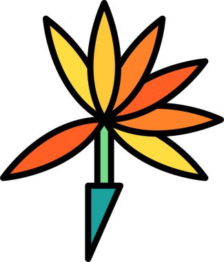 Cennet Kuşu çiçek ikonu vektör illüstrasyonu