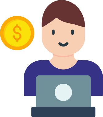 Serbest Çalışan. Web simgesi basit illüstrasyon