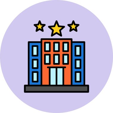 Otel binası simgesi, vektör illüstrasyonu