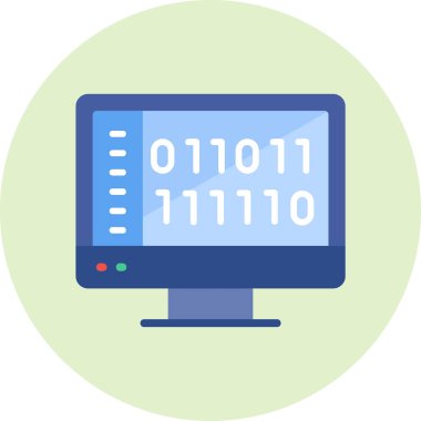 İkili Kod, Web simgesi basit illüstrasyon