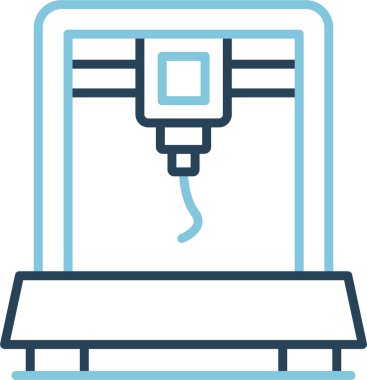 3d yazıcı simgesi, beyaz arkaplanda vektör illüstrasyonu