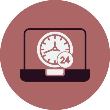 24 Saat Saat saat simgesi vektör çizimi