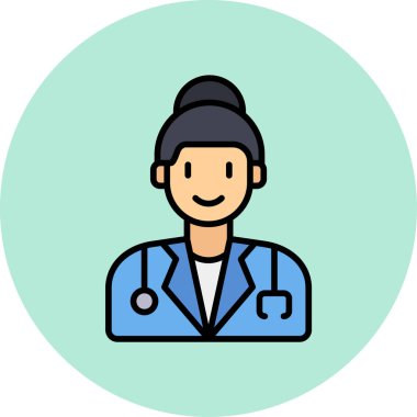 Kadın doktor simgesi, vektör illüstrasyonu