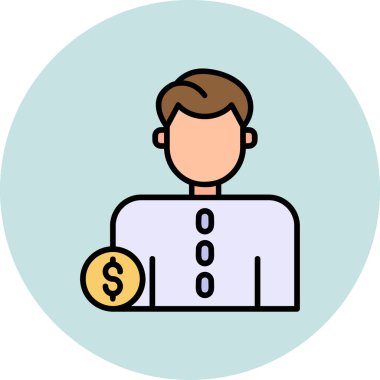 Ekonomist avatar iş adamı simgesi, vektör illüstrasyonu 