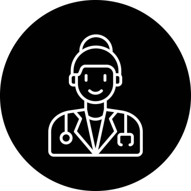 Kadın doktor simgesi, vektör illüstrasyonu
