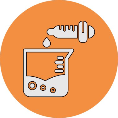 Laboratuvar Beaker Vektör Simgesi Beyaz Arkaplanda izole edildi  