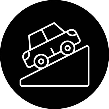 Araba yokuş yukarı gidiyor. Web simgesi basit illüstrasyon  