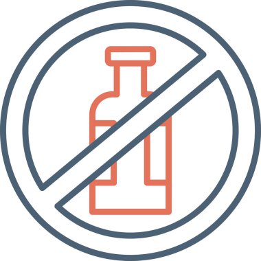 alkol yok, şişe simgesi, vektör illüstrasyonu