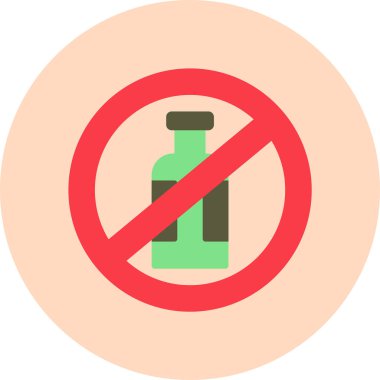 alkol yok, şişe simgesi, vektör illüstrasyonu