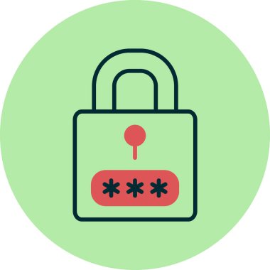 Korumalı parola simgesi, vektör illüstrasyonu basit tasarım