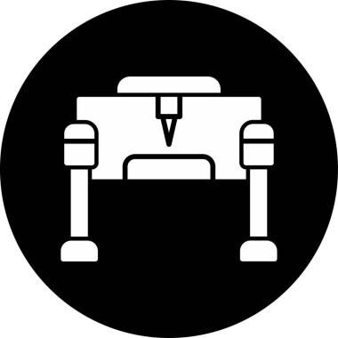 3d yazıcı simgesi, beyaz arkaplanda vektör illüstrasyonu