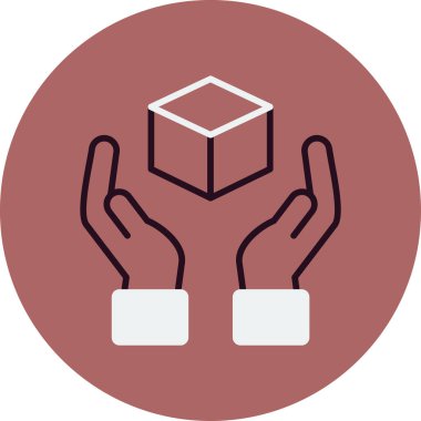 Dikkat ile tutuş işareti, eller küp simgesi, vektör illüstrasyonu 