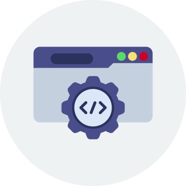 Çizgi sanatı tarzında soyut vektör API içeren web arayüzü simgesi.