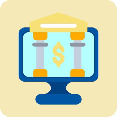 çevrimiçi bankacılık düz vektör simgesi.