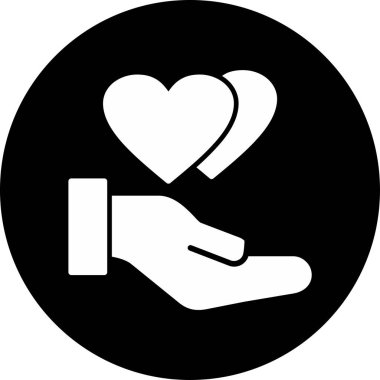 Kalbi tutan el. Web simgesi basit bir illüstrasyon. İyilik işareti