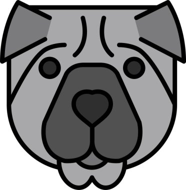Shar pei köpeği. Web simgesi basit illüstrasyon
