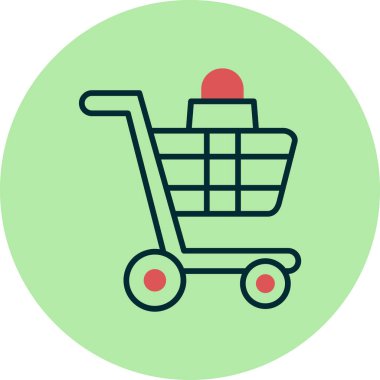 Alışveriş arabası, illüstrasyon, vektör, beyaz arka planda. 