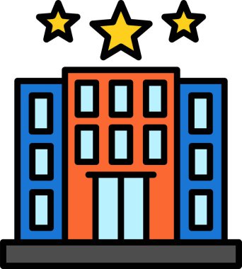 Otel binası simgesi, vektör illüstrasyonu