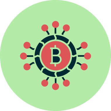 Bitcoin kripto para birimi simgesi soyut renk vektörü çizimi