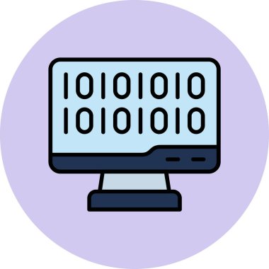 İkili Kod, Web simgesi basit illüstrasyon