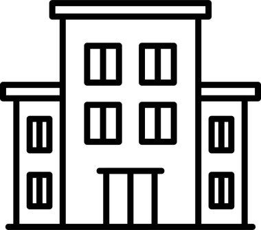 Hostel binası ikon vektör illüstrasyonu