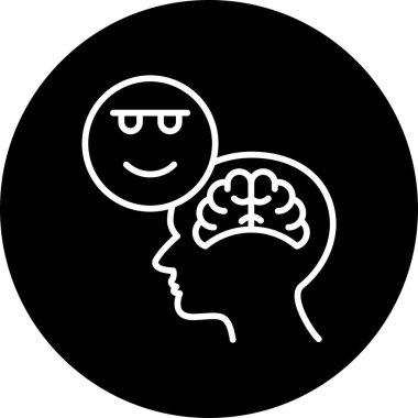 Kendine güvenen beyin ikonu. düz dizayn 