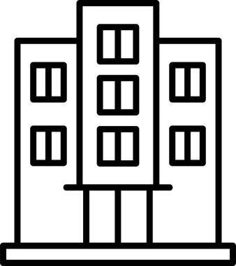 Otel binası simgesi, vektör illüstrasyonu