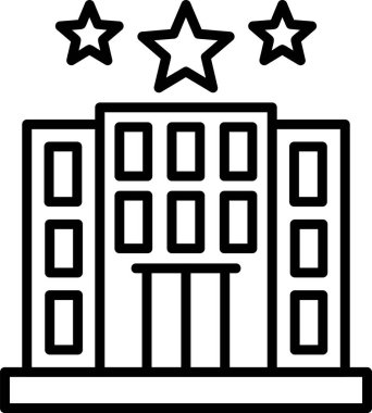 Otel binası simgesi, vektör illüstrasyonu