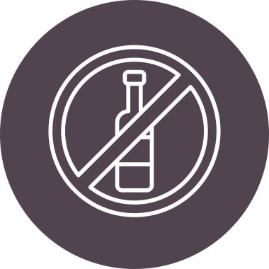 alkol yok, şişe simgesi, vektör illüstrasyonu