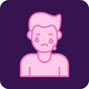 Üzgün ve ağlayan surat. Basit tasarım