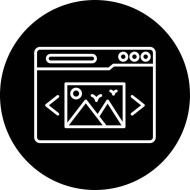 Web sayfası tasarımında resim kaydıracını temsil eden vektör sanatı.