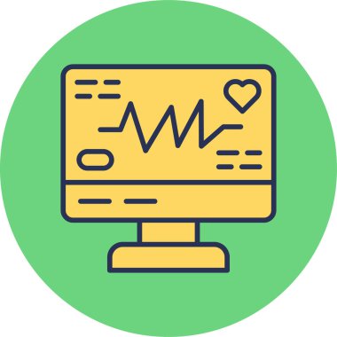 Elektrokardiyogram web simgesi, vektör tasarımı 