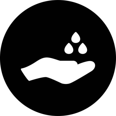 İnsan eli ve su damlaları, basit web simgesi illüstrasyonu 