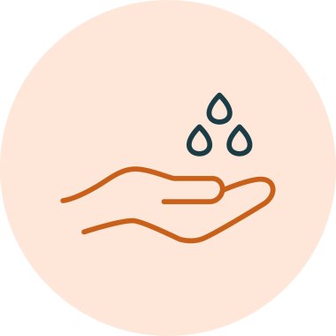 İnsan eli ve su damlaları, basit web simgesi illüstrasyonu 