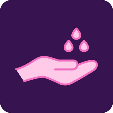 İnsan eli ve su damlaları, basit web simgesi illüstrasyonu 