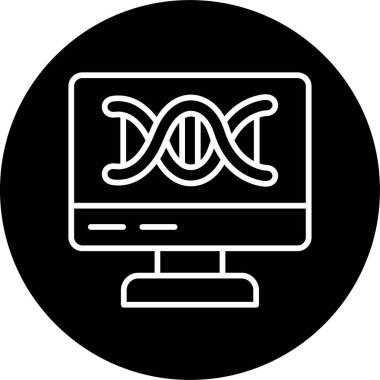Bilgisayar ekranında DNA işaretinin basit doğrusal resmi