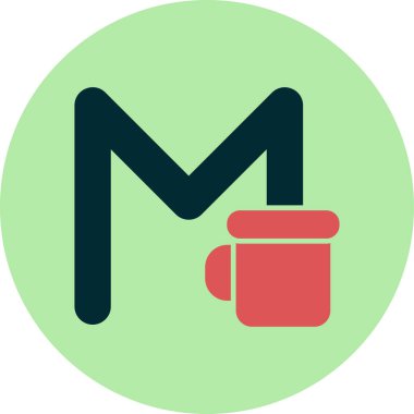 Düz M harfi ve sabıka imzası vektör çizimi