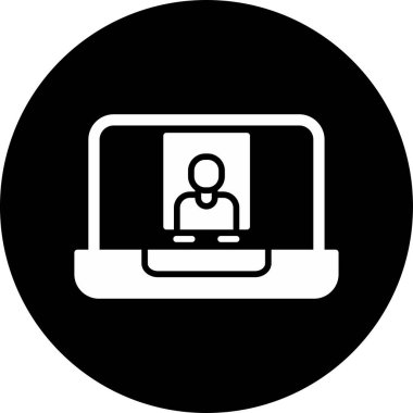 Soyut bir tasarım içinde bir video çağrı simgesinin düz stil illüstrasyonu.