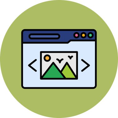 Web sayfası tasarımında resim kaydıracını temsil eden vektör sanatı.