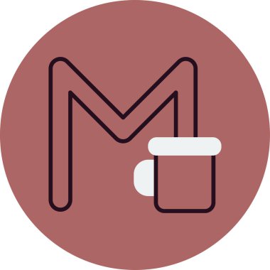 Düz M harfi ve sabıka imzası vektör çizimi