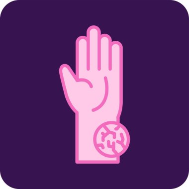 Çatlaklı insan elinin basit vektör çizimi, kuru deri kavramı