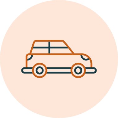 Vektör araba simgesi, temiz ve basit illüstrasyon.