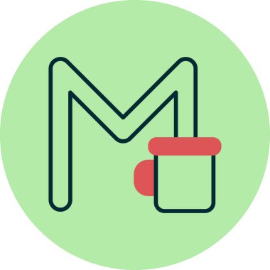 Düz M harfi ve sabıka imzası vektör çizimi