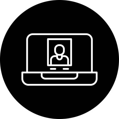 Düz biçimli bir video çağrısının soyut vektör simgesi tasviri.