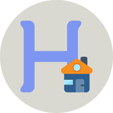 Alfabe için vektör büyük harf ve evin basit tasarımı