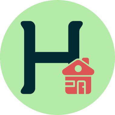 Düz soyut vektör sermayesi H harfi ve alfabe için ev