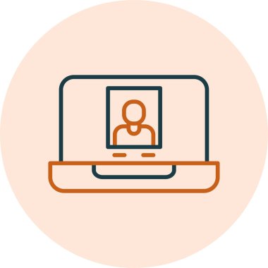 Düz biçimli bir video çağrısının soyut vektör simgesi tasviri.