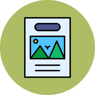 Dağlı bir poster. Basit web illüstrasyonu 