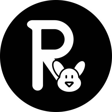 Soyut renk büyük harf R harfi ve tavşan vektör çizimi